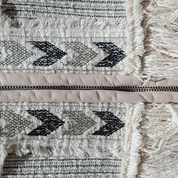 REBECCA TAYLOR PINK TWEED BLAZER WOOL LEATHER BLEND  FRINGE POWDER PINK - Picture 3 of 9